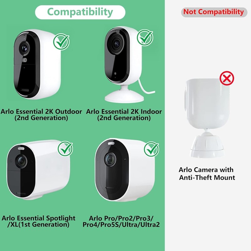 2-Pack White Adjustable Security Camera Mount - Fits Arlo Essential & Pro Series gallery