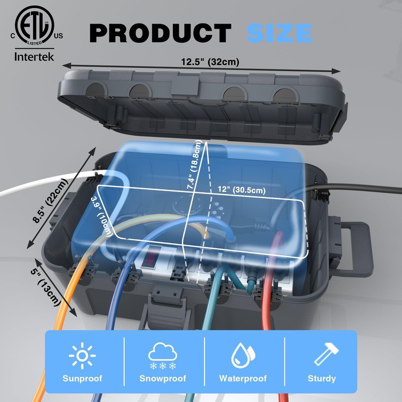 Flemoon IP54 Waterproof Box with Large Capacity Outdoor Weatherproof Gray gallery
