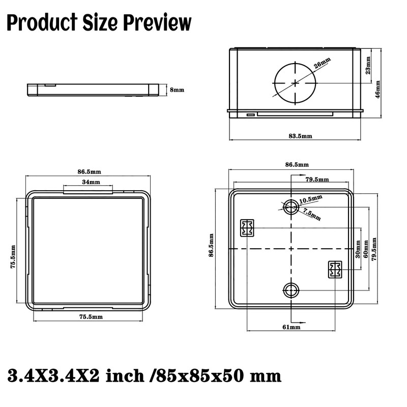 Sunnyglade ABS Plastic Electrical Junction Box IP55 3.4"x3.4"x2", White gallery