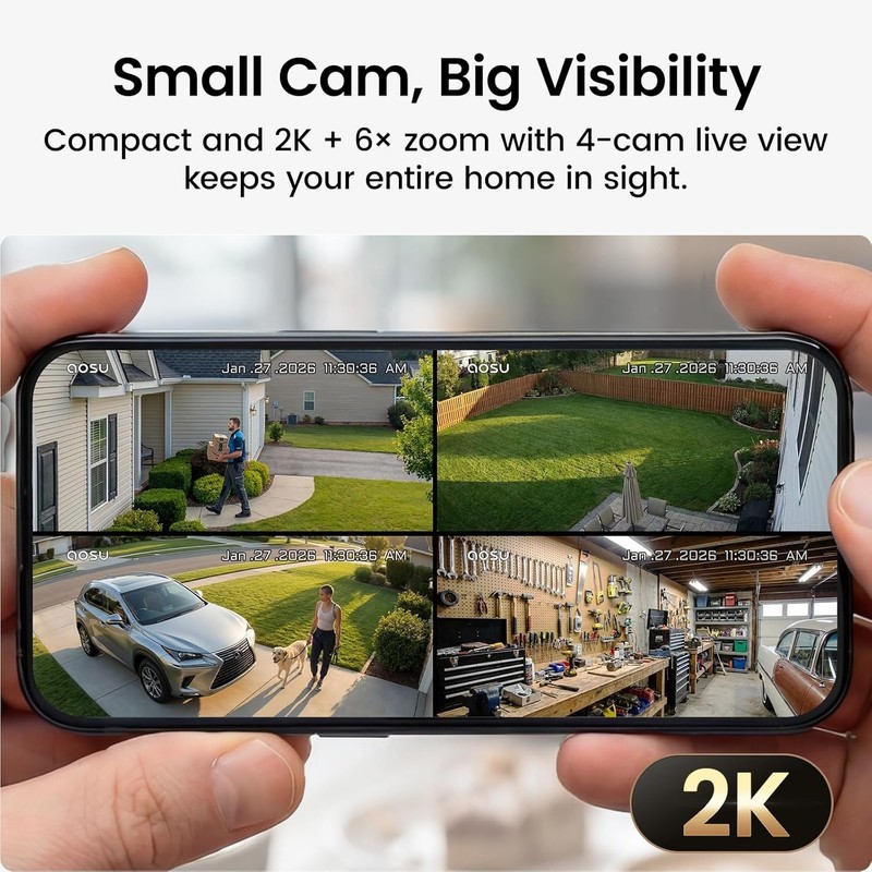 aosu Wireless Outdoor Security Camera Kit with aosuBase Local Storage, 2K gallery