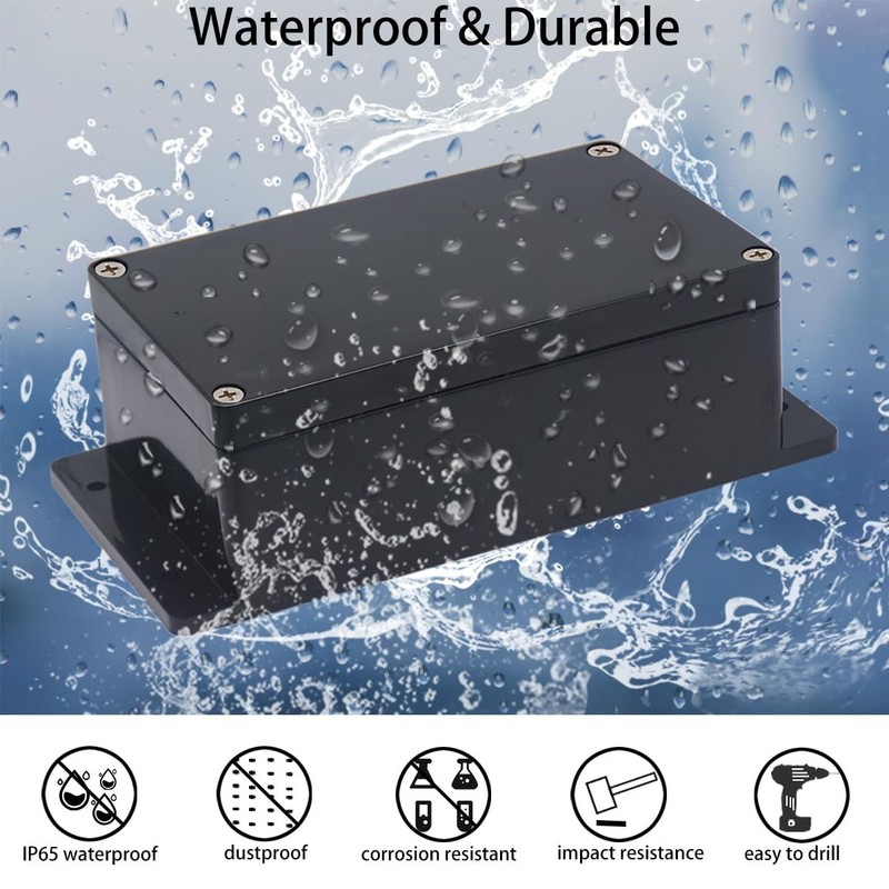 Junction Box IP65 Waterproof ABS Plastic 7.87x4.72x2.95, Fixed Ear Design gallery
