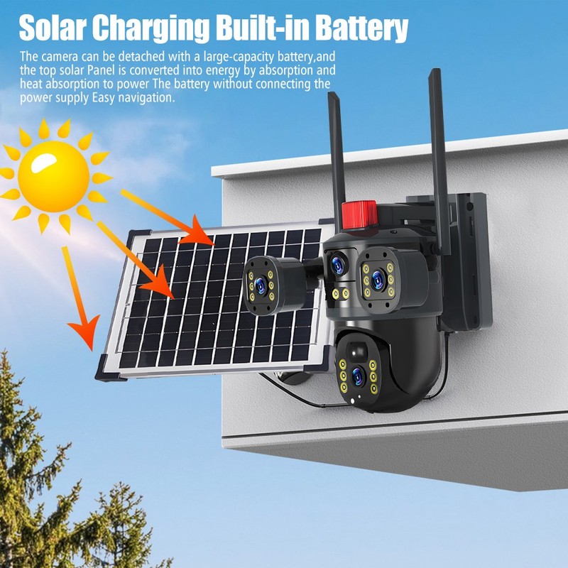 4 Camara De Seguridad Solar WIFI Inalambricas Para Exterior Con Vision Nocturna gallery