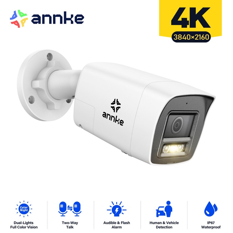 ANNKE 4K POE IP Security Camera 8MP Two Way Audio Color Night Outdoor AI Detect