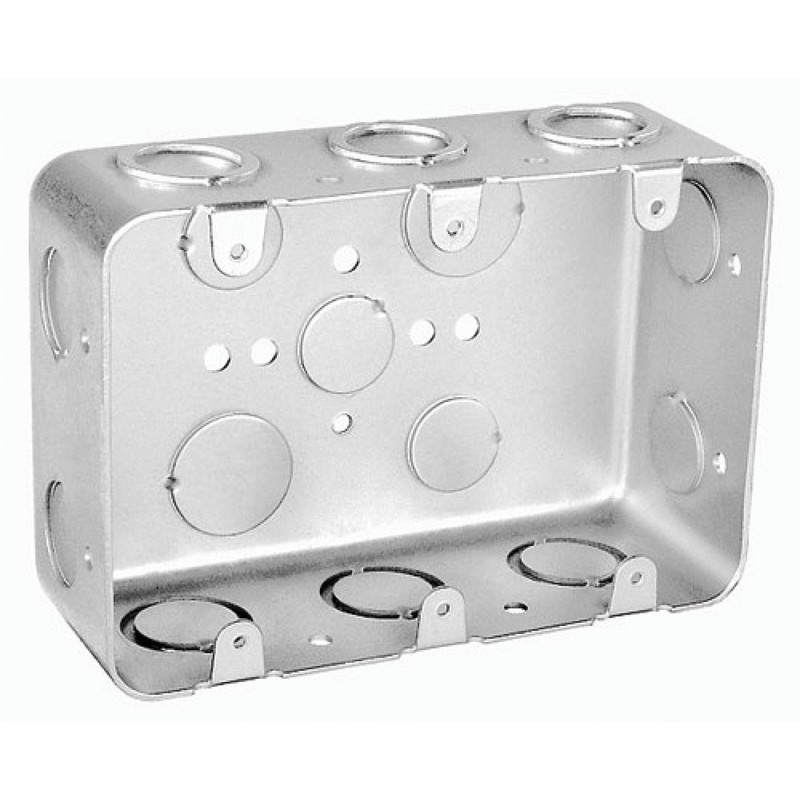 1 Pc, 2-1/8 In. Deep, Three Gang Multi Device Switch Box, .0625 Silver