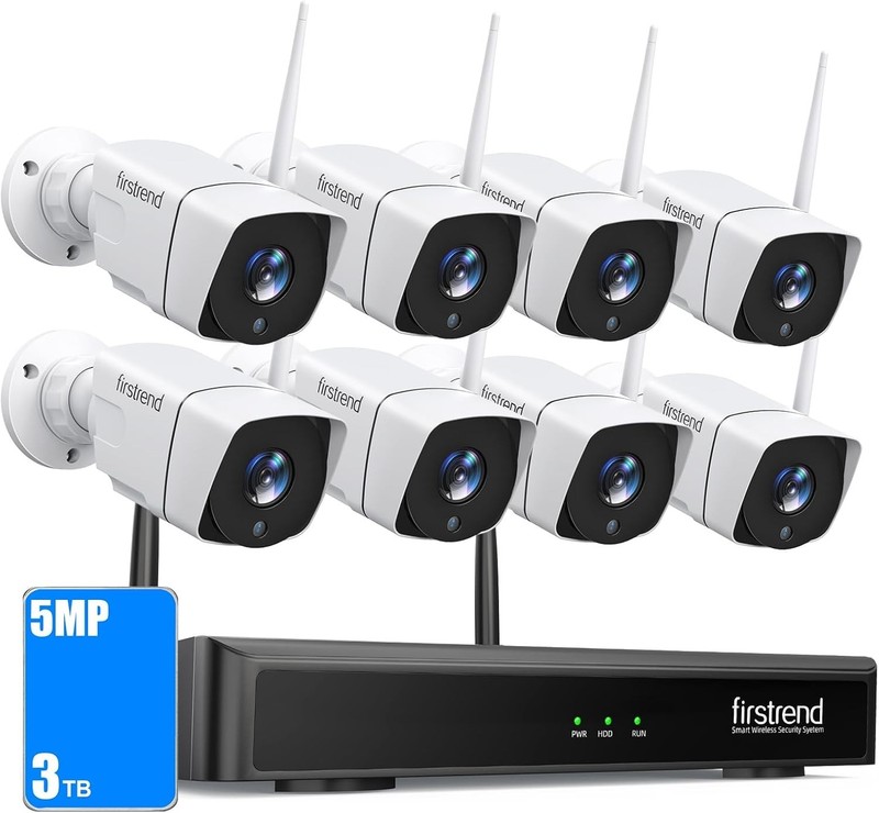 Firstrend 5MP Wireless Security Camera System with 3TB HDD 8 Security Cameras