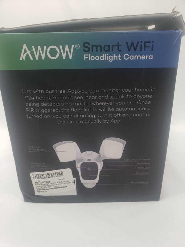 AWOW Smart WiFi Floodlight Camera, Android/iOS, 2500 Lumens (E97A) gallery