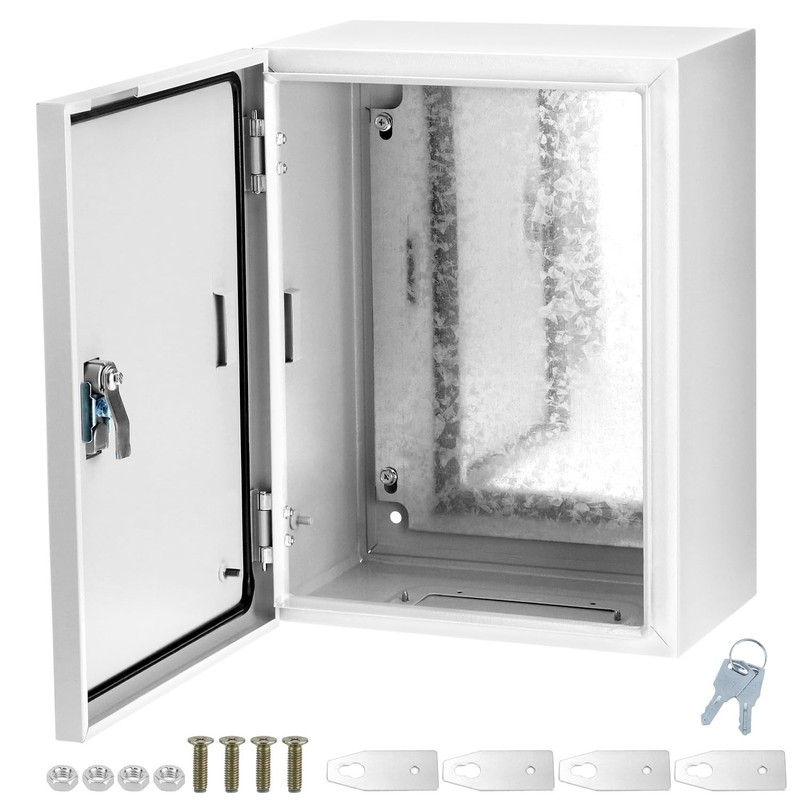 QWORK Steel Enclosure, 16x12x8 Carbon Electrical Box, Waterproof white