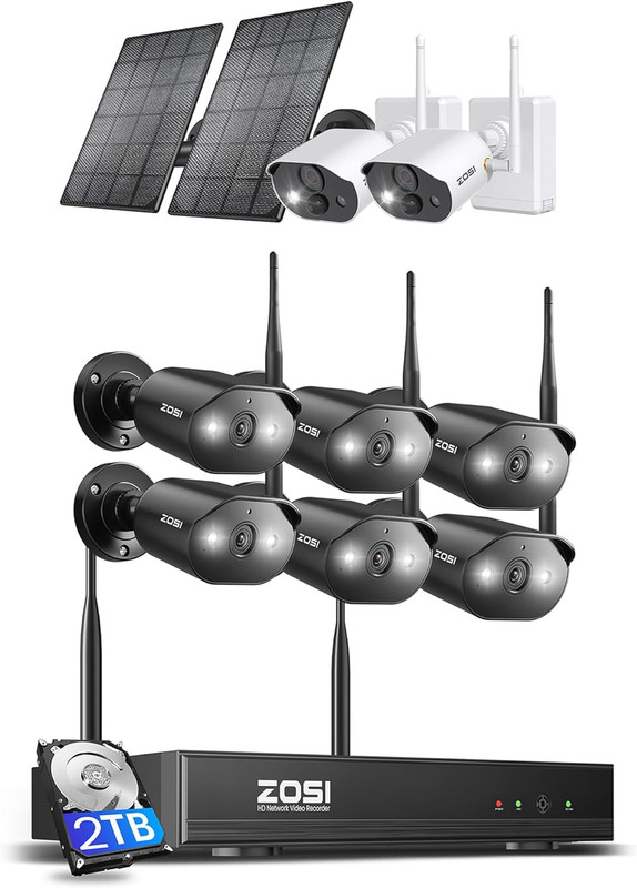 2K Wi-Fi 6 Security Camera System with 2TB HDD, 6 X 3MP Plug-In Wifi Cameras Out