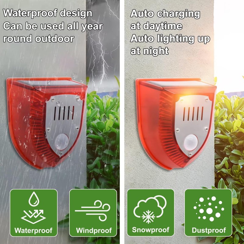 Solar Outdoor Motion Sensor Alarm: 129db Dog Barking & Gunshot Sound,Loud Mot... gallery