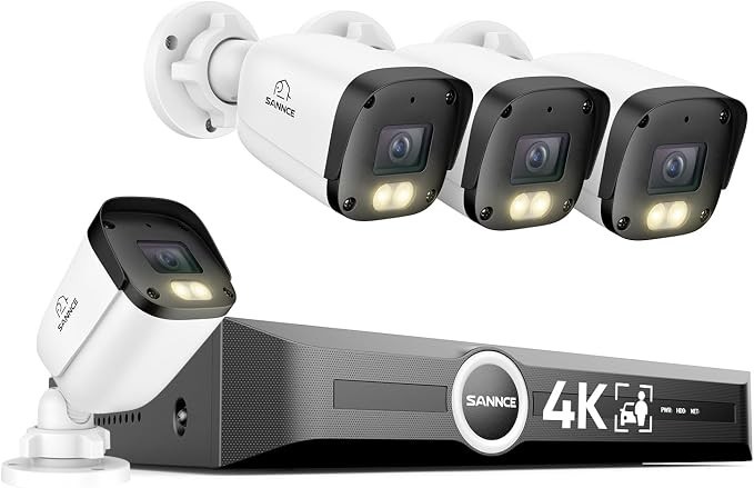 SANNCE 4K 8MP PoE Security Camera System - 8CH 8MP NVR with 4PCS 4K Cameras