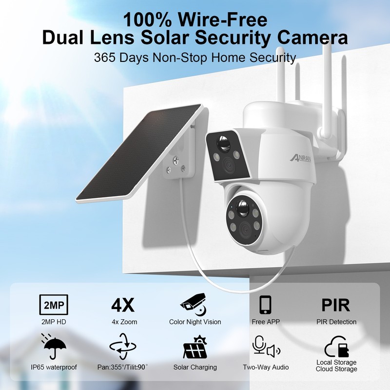 ARCCTV Solar Security Camera- 360°Pan-Tilt,Full Color Night,100%Wireless Outdoor gallery
