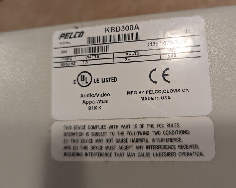 PELCO - KBD300A - JOYSTICK KEYBOARD CONTROLLER Made In USA gallery