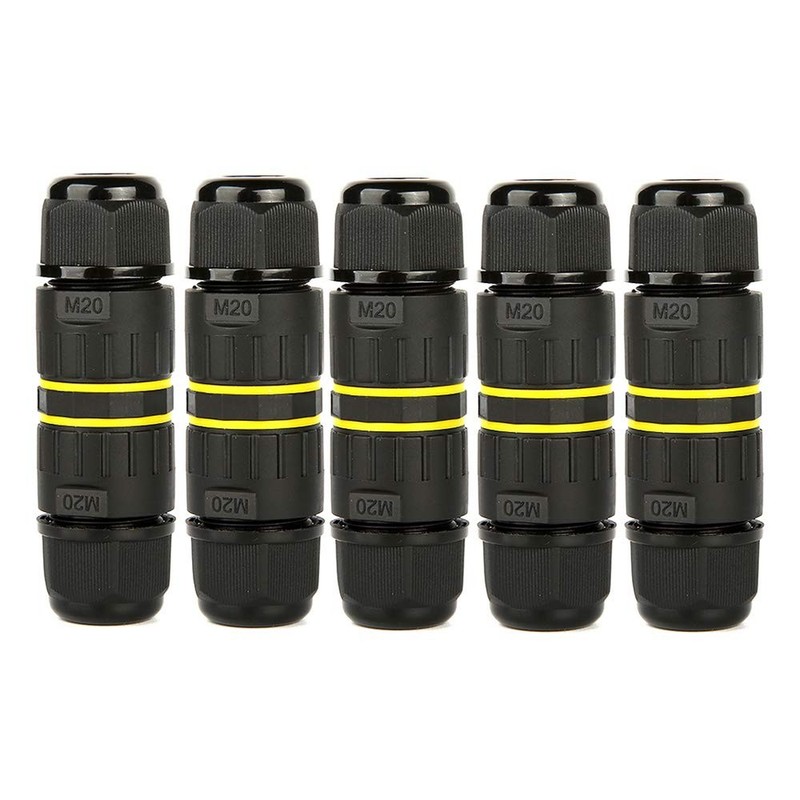 3 Pole Wire Connector Waterproof IP68 External Electrical M20-3Pin, Black
