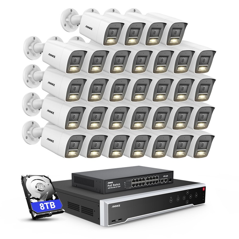 ANNKE 32CH 12MP NVR 4K POE Security IP Camera System Color Night Audio Recording gallery
