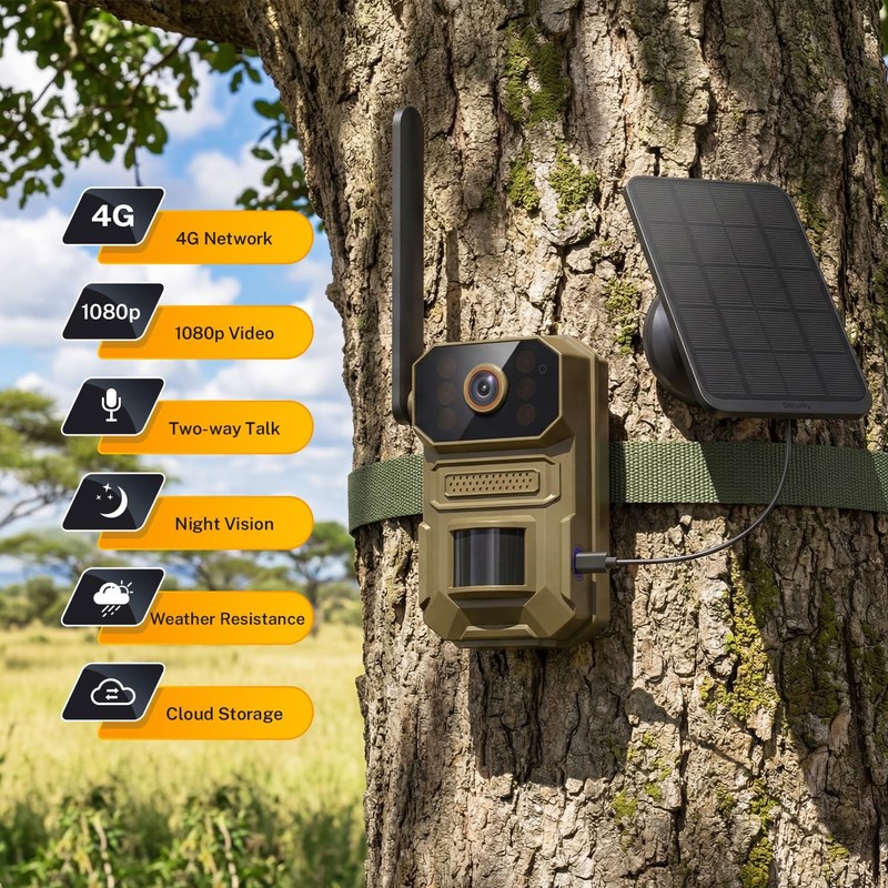 PyreQuad 4G LTE Cellular Outdoor Security Camera,1080p for Home Security... gallery