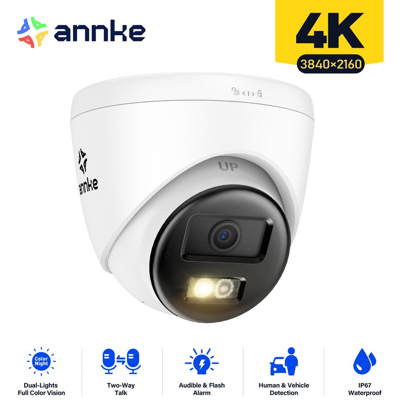 ANNKE HD 4K POE Security IP Camera Two Way Audio AI Detection Color Night Vision