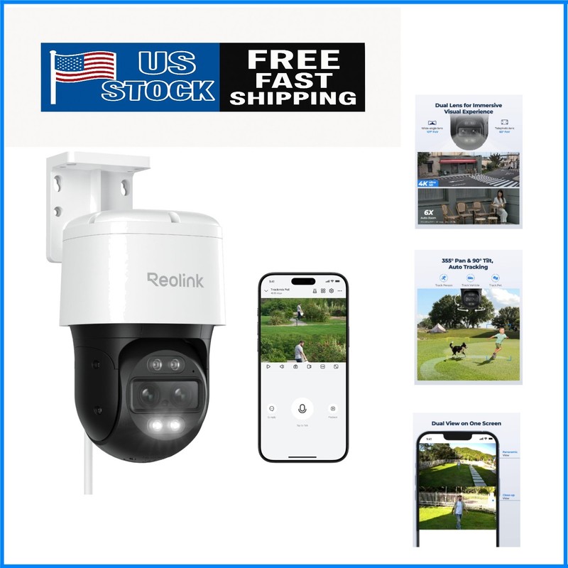 360° View PTZ Security Camera with 6X Hybrid Zoom & Night Vision - Waterproof