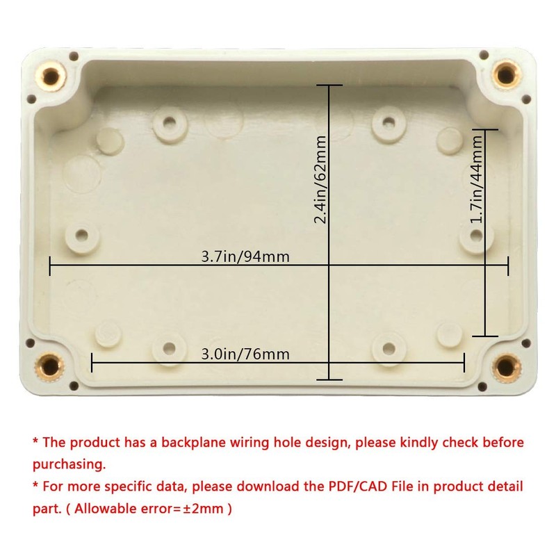 LeMotech Waterproof Dustproof IP65 ABS Plastic Junction 3.9x2.7x2, Pale Grey gallery