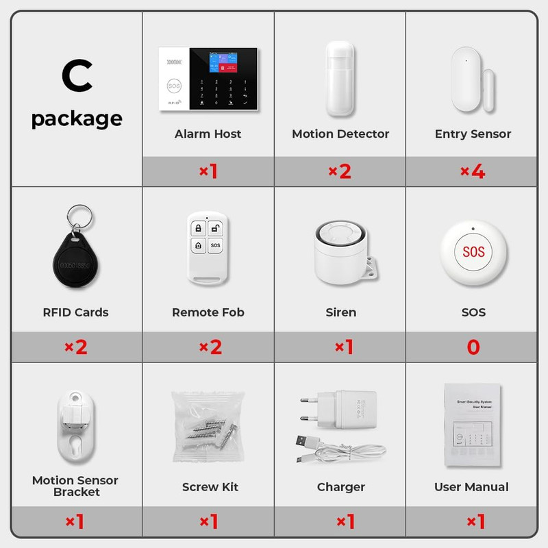 Wireless Home Alarm System 12-Piece Kit, Wifi/4G Alarm System for Home Security gallery