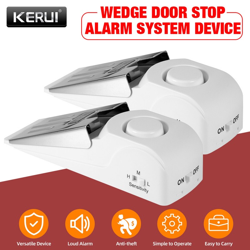 2X Security Door Stop Alarm 120DB Hotel Home Portable Security Safety Tools