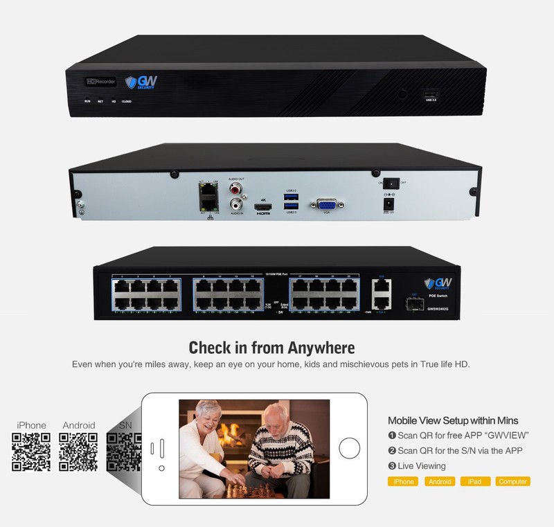 32 Channel NVR 24 X 8MP 4K 2-Way Audio Full Color Turret Security Camera System gallery