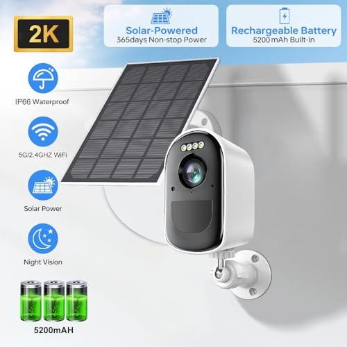 Security Cameras, Wireless Camera Outdoor Powered by 1 Count white and black gallery