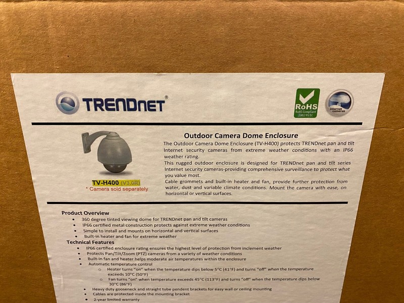 TRENDNET TV-H400 (V3.0R) OUTDOOR CAMERA DOME ENCLOSURE HEATED COOLED GOOSENECK gallery