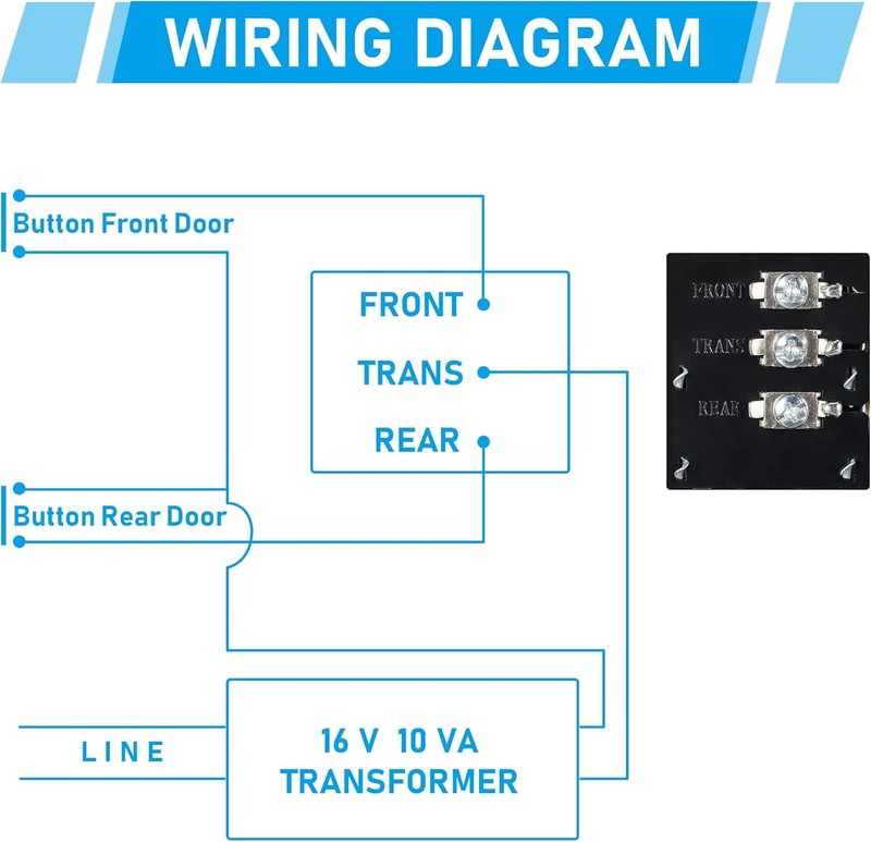 Wired Doorbell Chime, 16V 10VA Front and Rear Door Chime for Home Wall... gallery