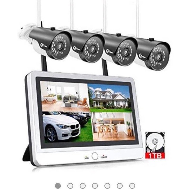 XVIM 12″ Wireless Security Camera System 4 Waterproof Cameras 1TB 1080P