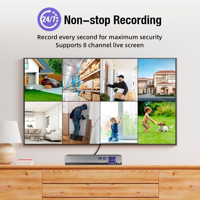 H.265+ 8CH Channel DVR for Security Camera System 1080P Recorder with 1TB HDD gallery