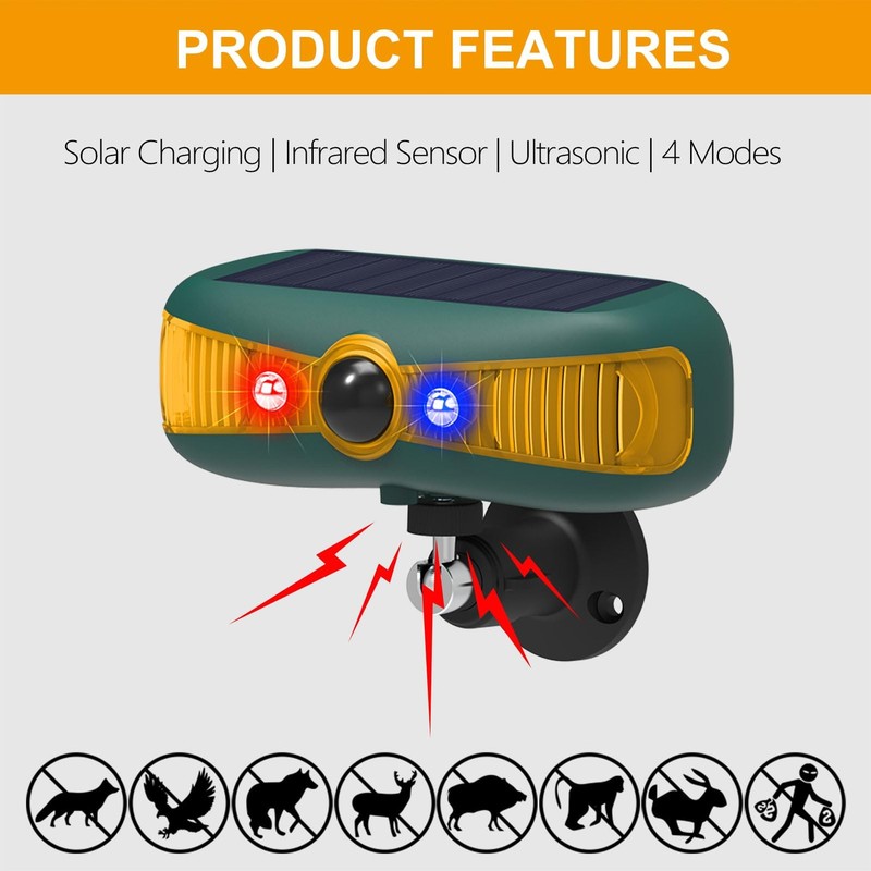 Solar Motion Sensor Alarm, 129dB Siren with Red/Blue Strobe Lights, 4 Modes S... gallery