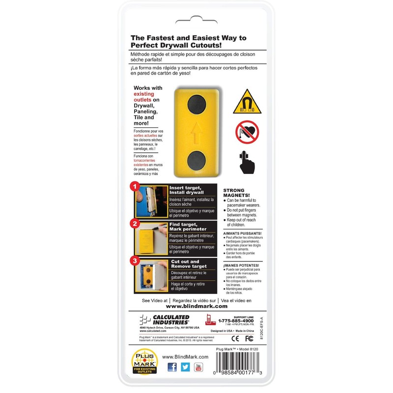 Calculated Industries 8120 Plug Mark Drywall Electrical Box Cutout Red gallery