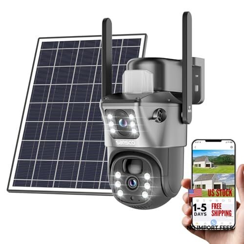 4MP Wireless Solar Security Cameras, WiFi Cameras Outdoor for Home Gray