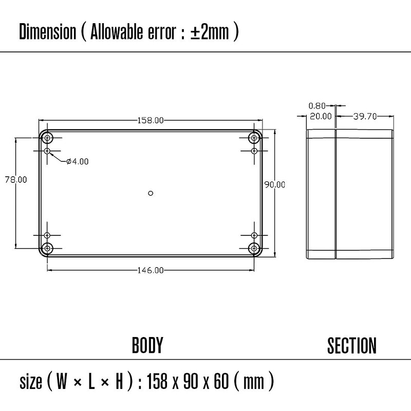 LeMotech Project Box ABS Plastic Junction 6.2" x 3.5" x 2.4", Black (2 packs) gallery