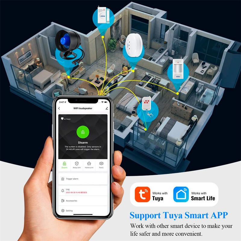 WiFi Wireless Home Security Alarm Kit PIR Door Sensor Remote Burglar System gallery
