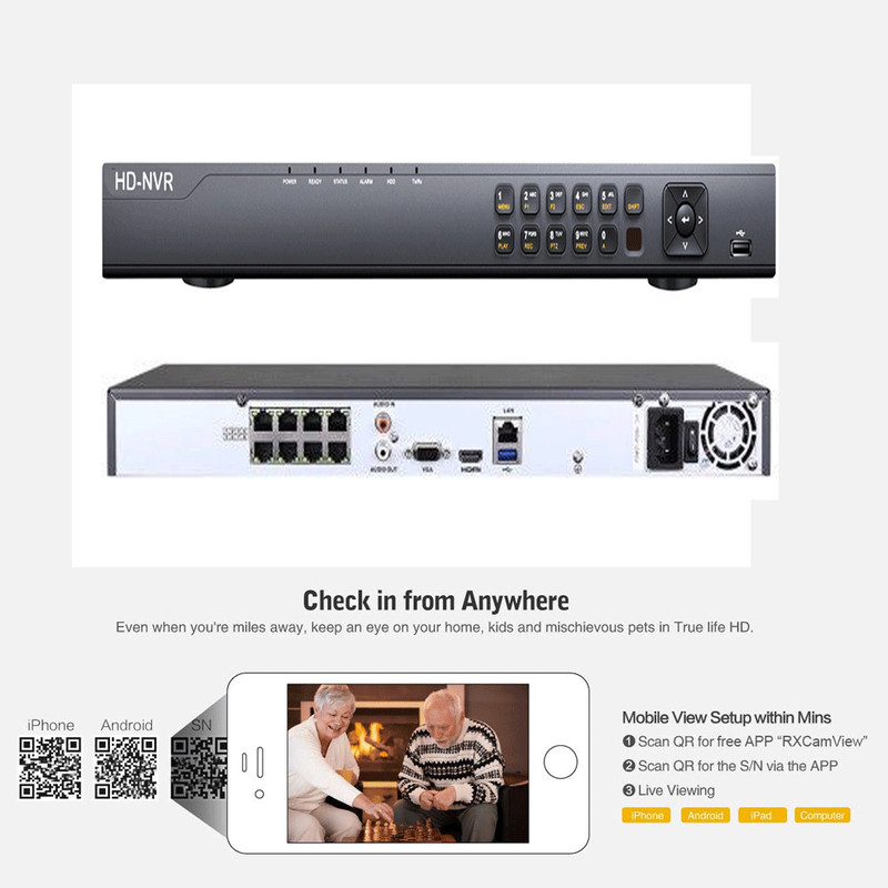 8Ch 12MP H.265 NVR 2592x1920P 5MP PoE 48IR IP ONVIF Security Camear System 431f gallery