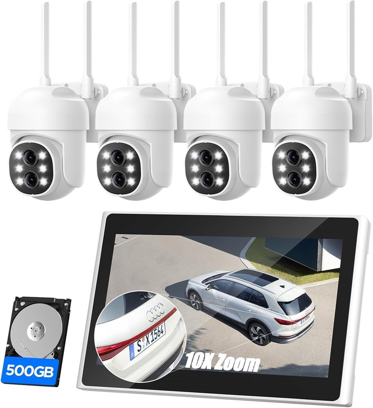Wireless Security Camera System Outdoor Audio mit WiFi 10CH 10” Monitor NVR HDD
