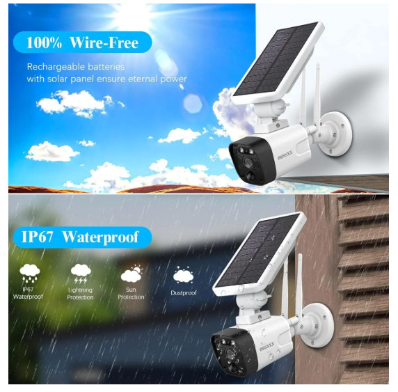 OOSSXX Wireless Security Cameras System 6 + 2pcs 2K 3.0MP solar cameras gallery