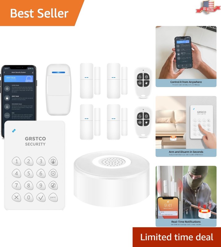 Complete Smart Home 9-Piece Alarm System – DIY Wireless Setup with Mobile Alerts