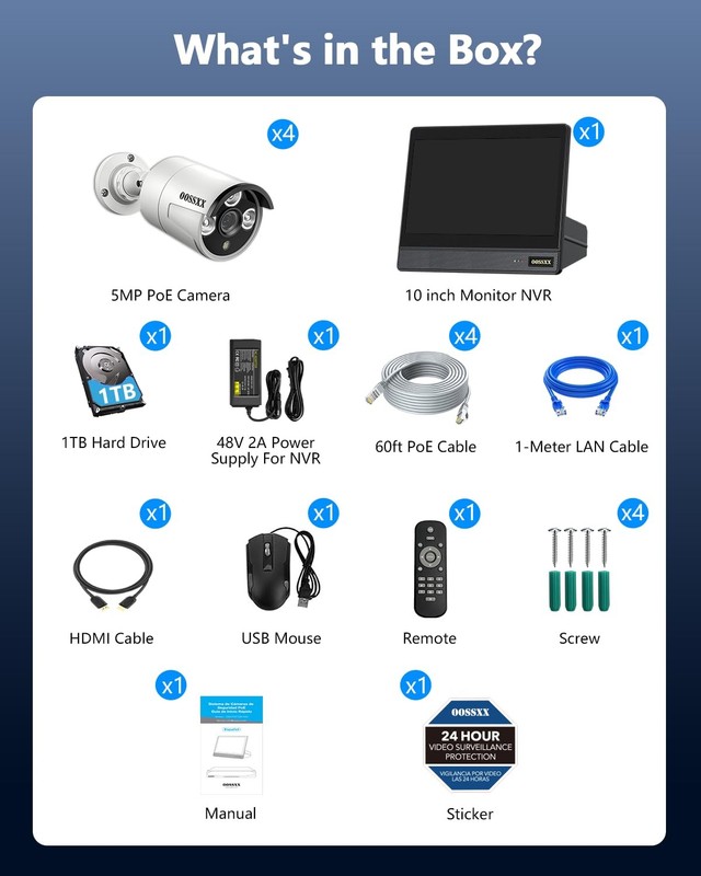 (2026 New) 8CH 4K POE Security System with 10" IPS NVR, 4X 5MP Bullet Cameras... gallery