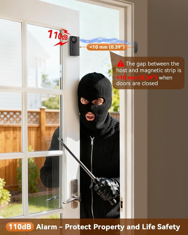 Versatile Wireless Door Alarm with Remote Control for Home Security - 110dB gallery
