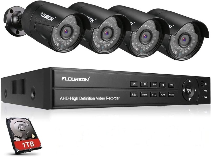 FLOUREON Wired 8CH 1TB 5in1 Hybrid DVR 1080P Outdoor Security Camera System Kit