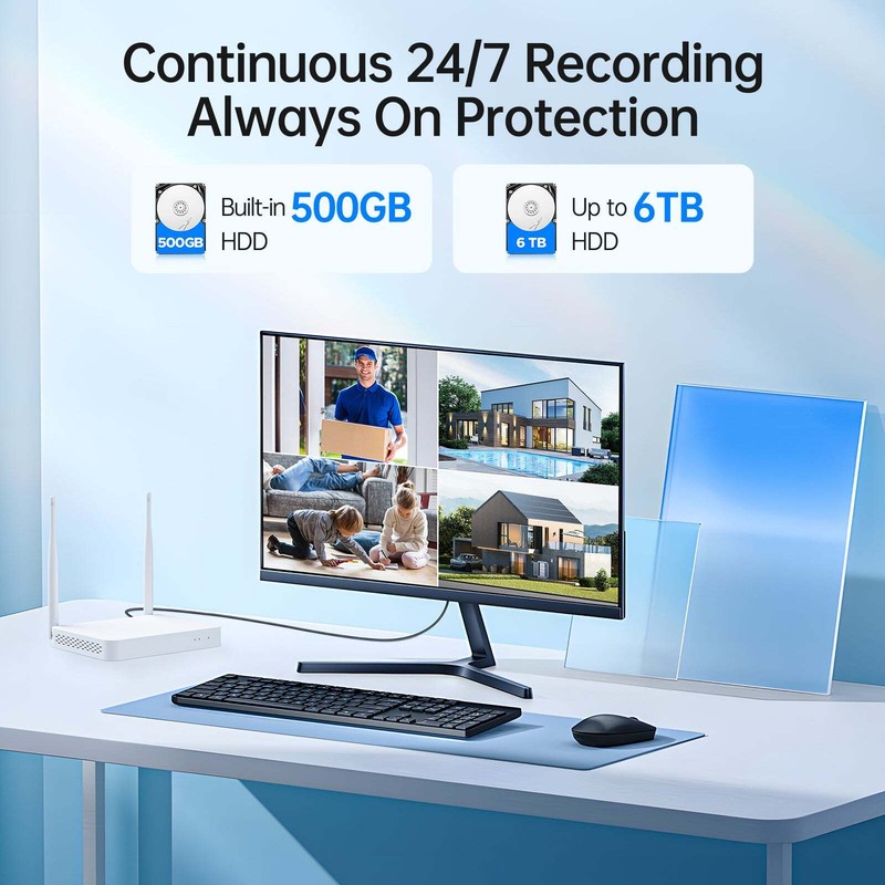 10CH 2MP CCTV PTZ WIFI Wireless Security Night Vision Add-on Camera System 500GB gallery