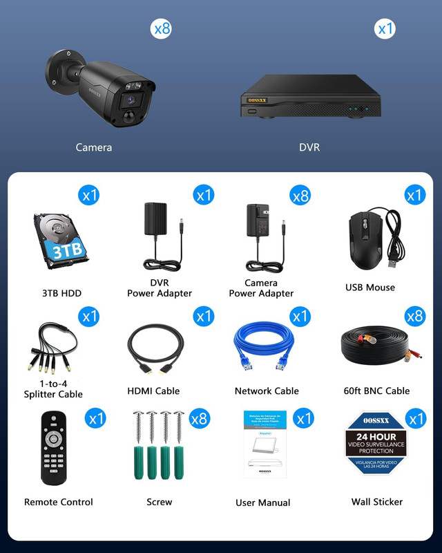3K 5MP Wired CCTV Security Camera System with 122° Ultra Wide Angle, 8CH HD DVR gallery