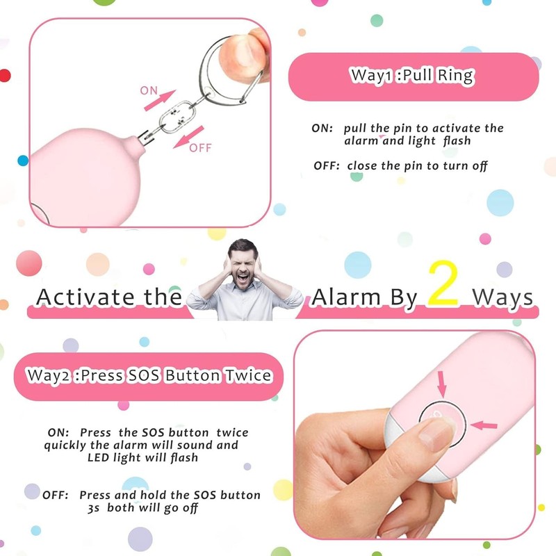Personal Safety Alarm for Women, 5 Pack Rechargeable 130dB Self Defense Alarm... gallery