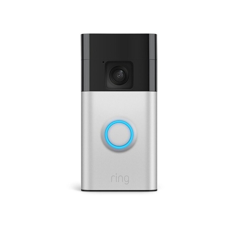 Ring Battery Doorbell Satin Nickel Smart Wi-Fi Video with Outdoor Cam Plus Black gallery