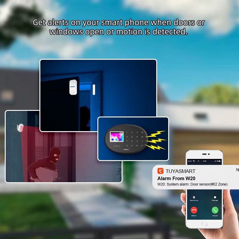 Smart Home WIFI + 4G 2G GSM Alarm System Working with Tuya Smart / Smart Life AP gallery