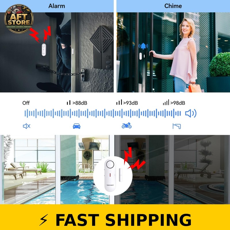 TECKNET 2-in-1 Door & Window Alarm for Kids Safety - 3 Pack gallery