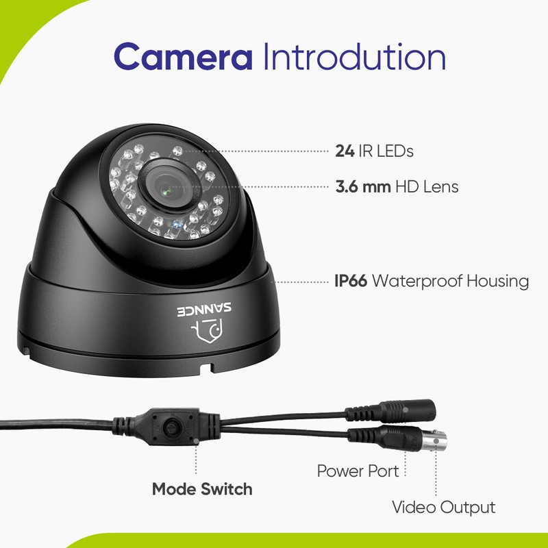 SANNCE 900TVL Wire Security CCTV Camera IR Night Vision fit for Analog DVR IP66 gallery