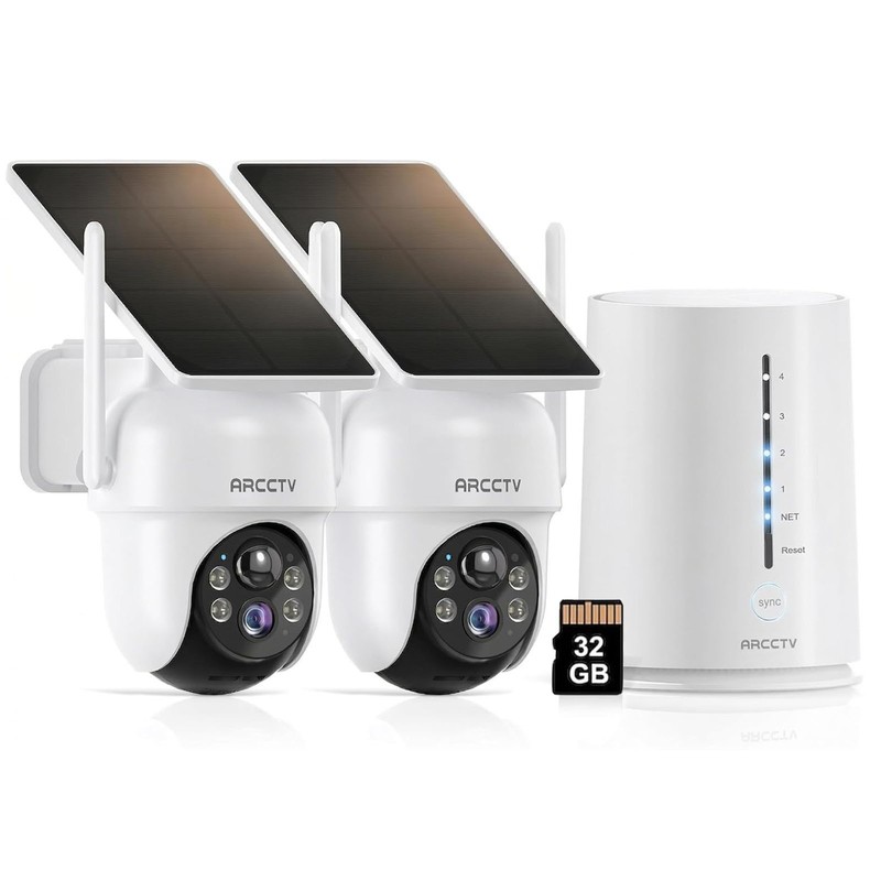 ARCCTV Wireless Solar Security Camera System Battery Powered WIFI Camera Outdoor